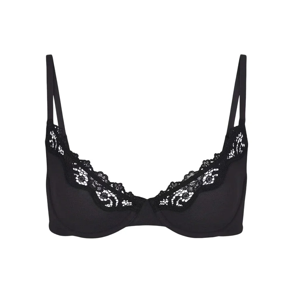 Skims Fits Everybody Lace Unlined Demi Bra - Onyx - NWT - 36D
